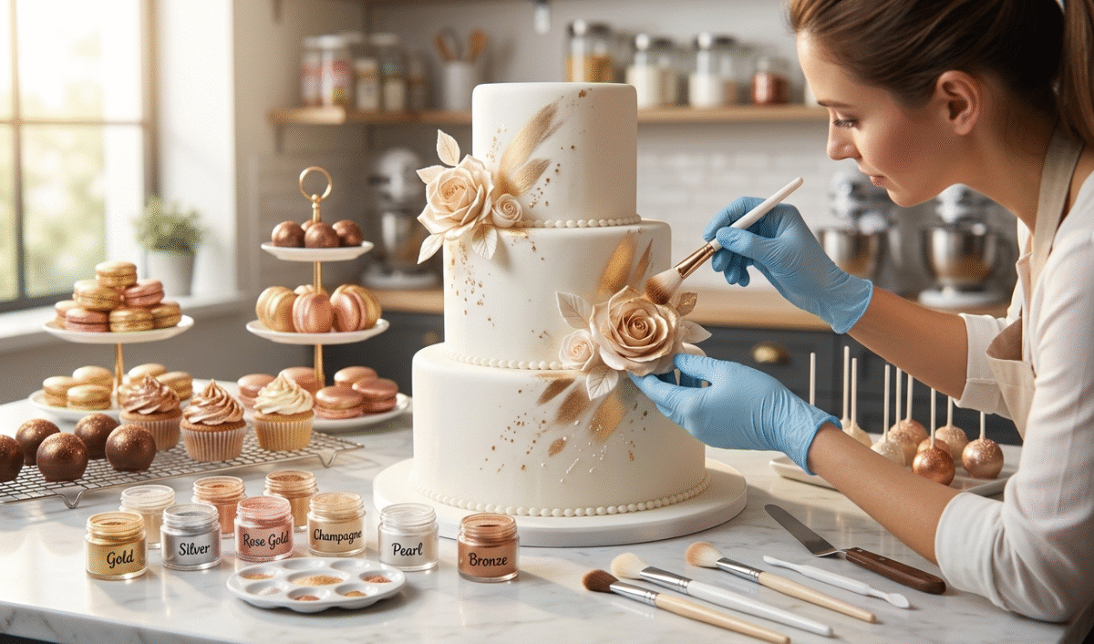 Metallic Cake Decorations with Edible Luster Dust