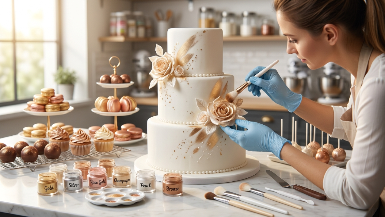 Metallic Cake Decorations with Edible Luster Dust